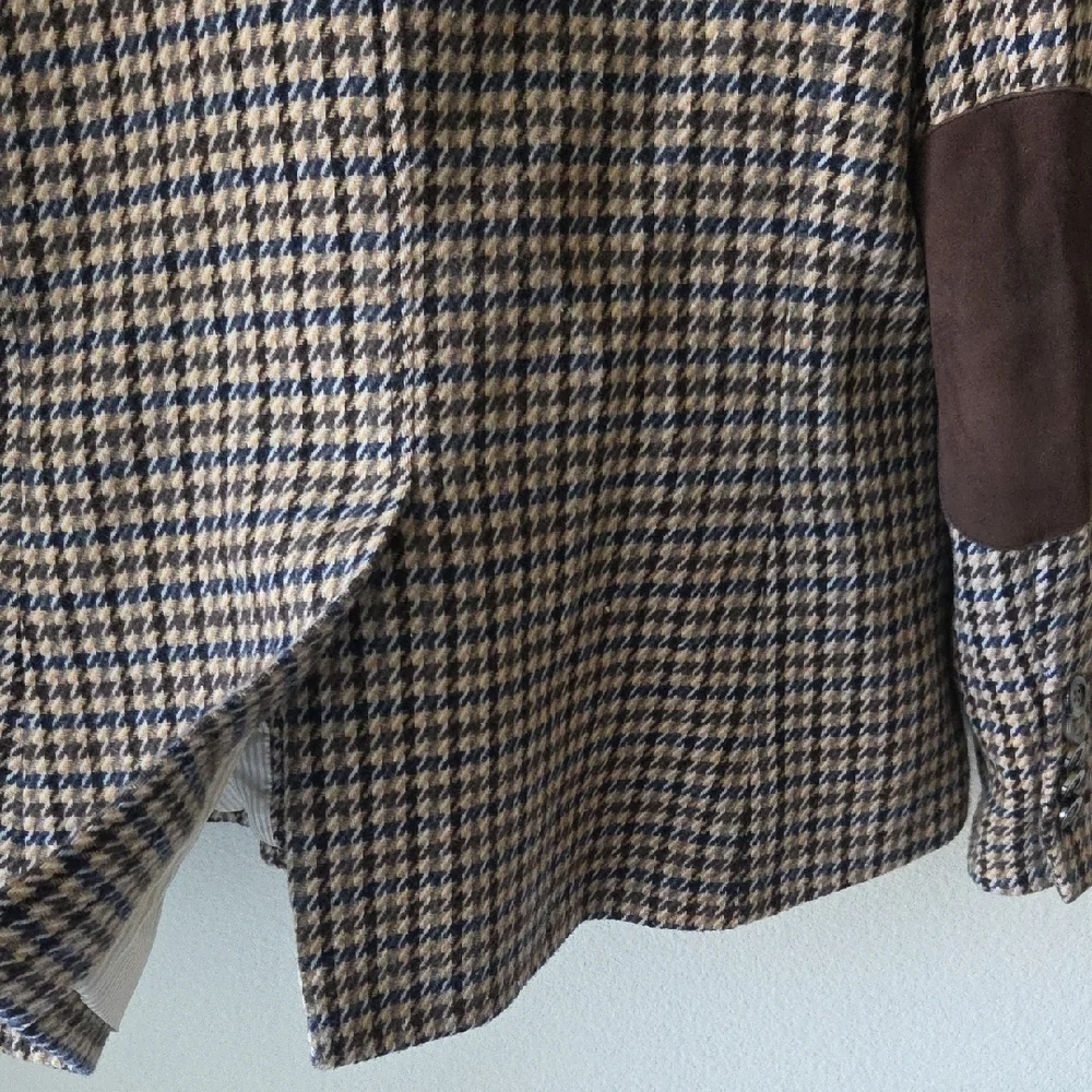 Veronica Beard Hudson Houndstooth Dickey Blazer Suede Elbows & Trim Sz 12 - Picture 11 of 16